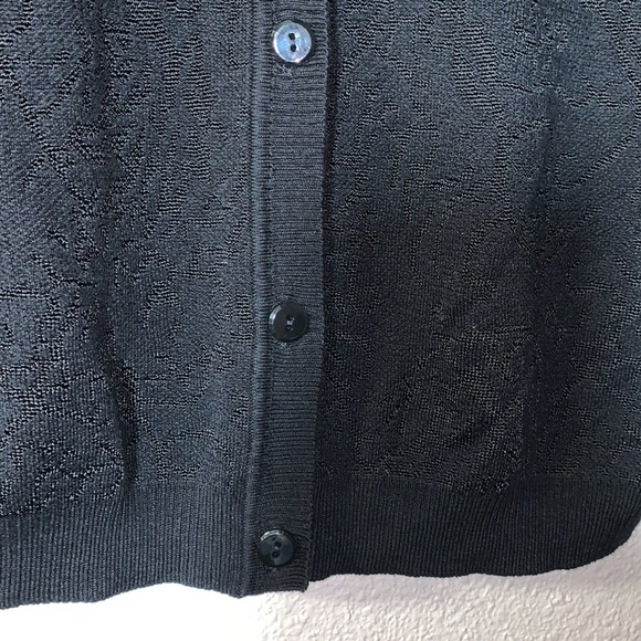 Vintage Jones N.Y. black shirt sleeve cardigan textured knit design cottagecore - Picture 7 of 14